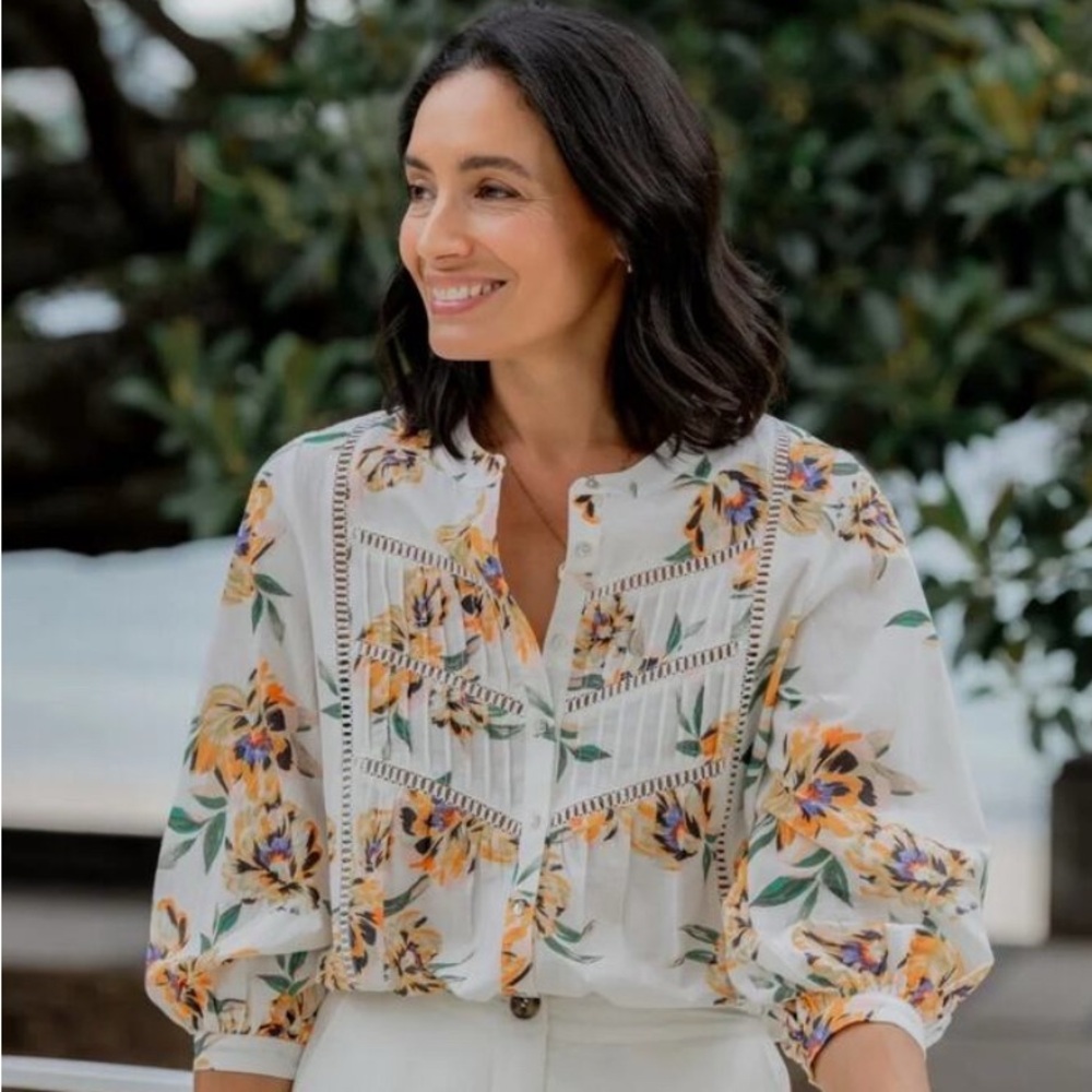 Floral White Blouse